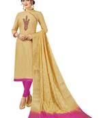 Beige Multi Work Cotton Salwar With Dupatta