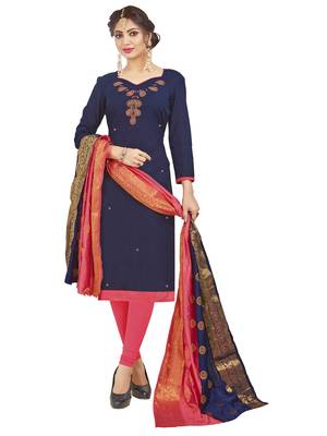 Blue Multi Work Cotton Salwar With Dupatta 1