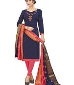 Blue Multi Work Cotton Salwar With Dupatta