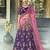 Blue Embroidered Velvet Semi Stitched Lehenga With Dupatta