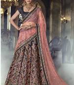 Purple Embroidered Silk Semi Stitched Lehenga With Dupatta