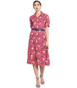 Pink floral print rayon dresses