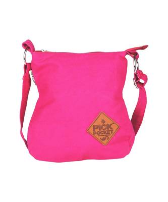 Fuschia Small Sling Bag with embroidery on pocket 2