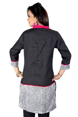 Black And Off White  Machine Work Remi Linen And Chanderi Tunic 2