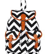 Lychee Bags Women's Black, White Canvas Lacey Backpack