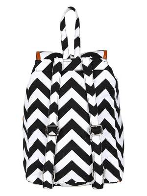 Lychee Bags Women's Black, White Canvas Lacey Backpack 3