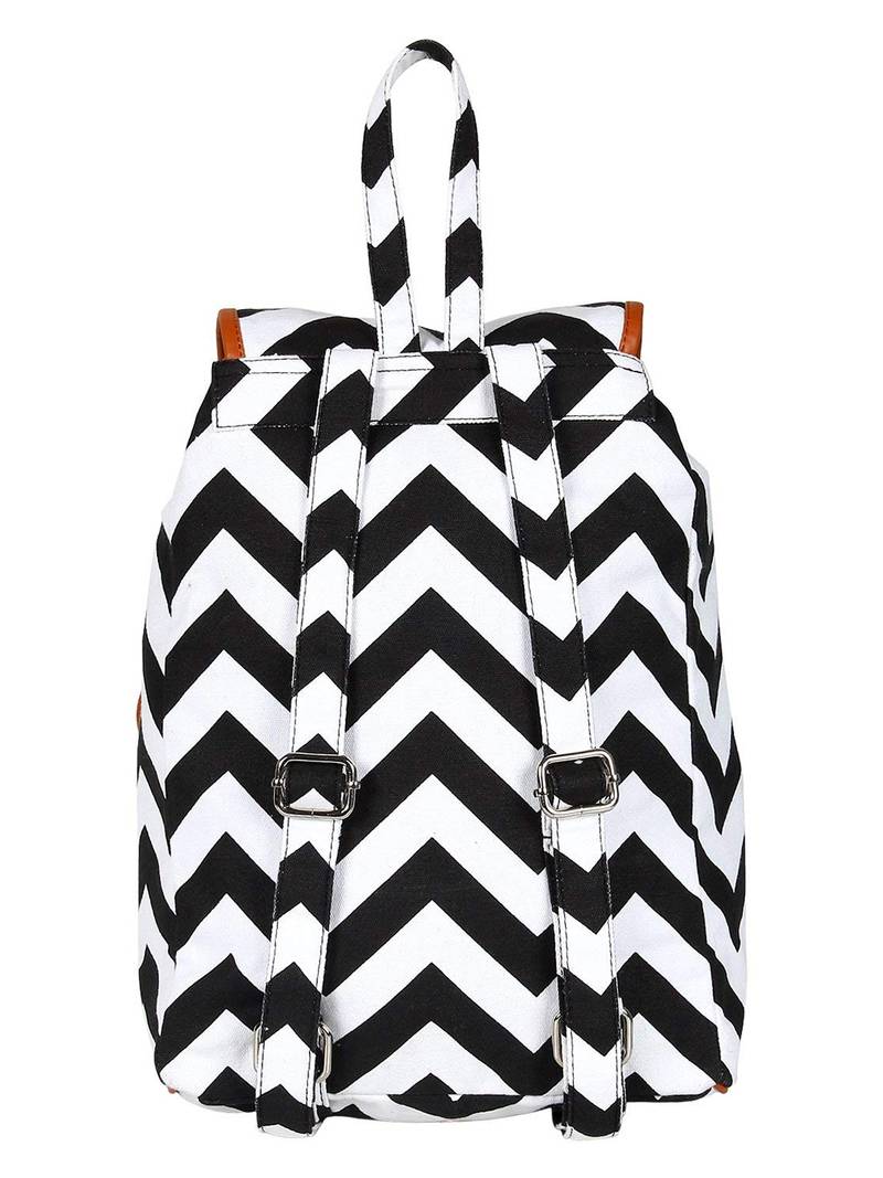 Lychee Bags Women's Black, White Canvas Lacey Backpack