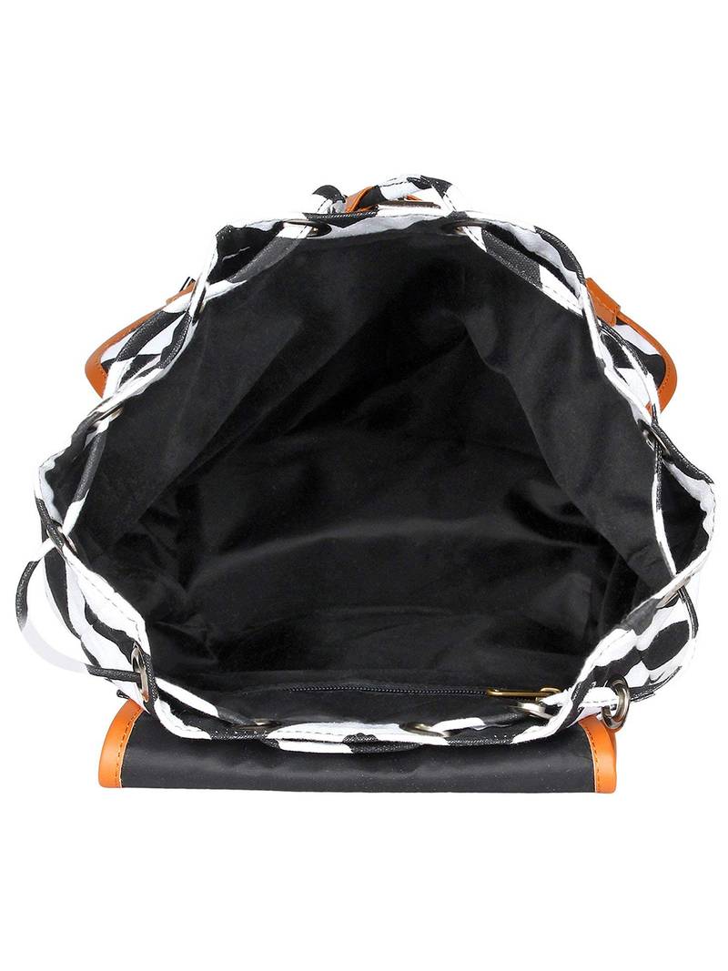 Lychee Bags Women's Black, White Canvas Lacey Backpack