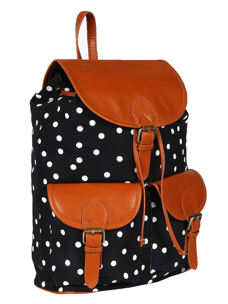 Lychee Bags Canvas/PU Debbie Backpack for Girls (Black)