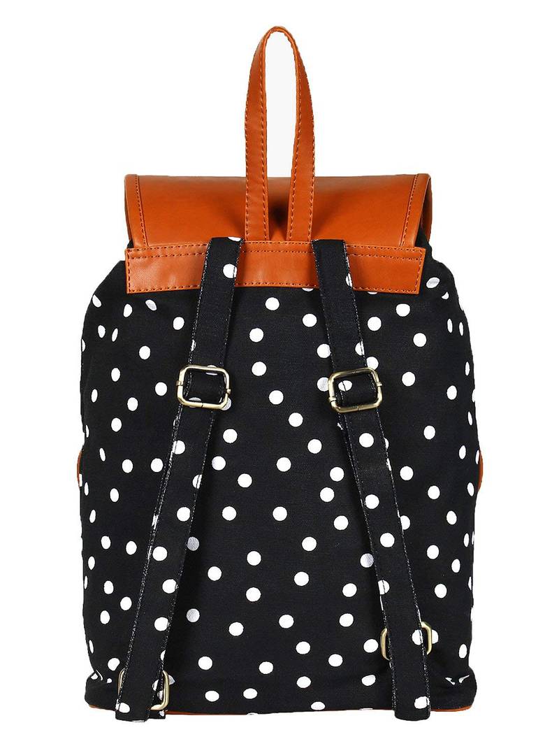 Lychee Bags Canvas/PU Debbie Backpack for Girls (Black)