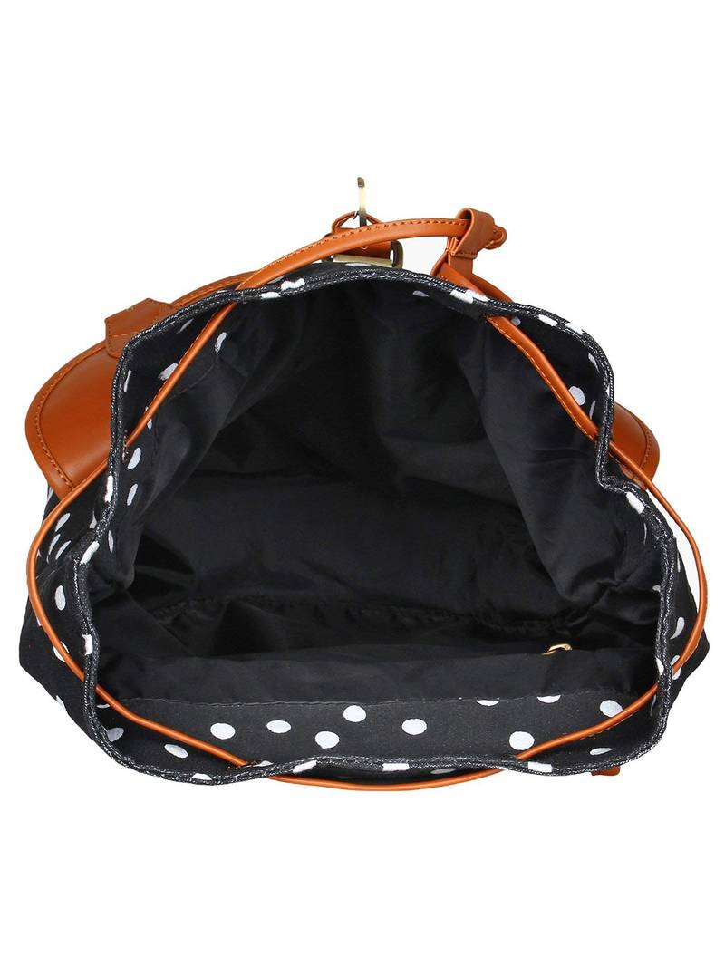 Lychee Bags Canvas/PU Debbie Backpack for Girls (Black)