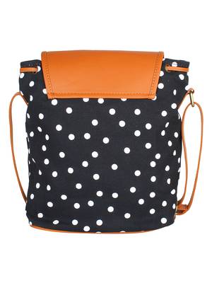 Lychee Bags Girl's Black Canvas Polka Sling Bag 3