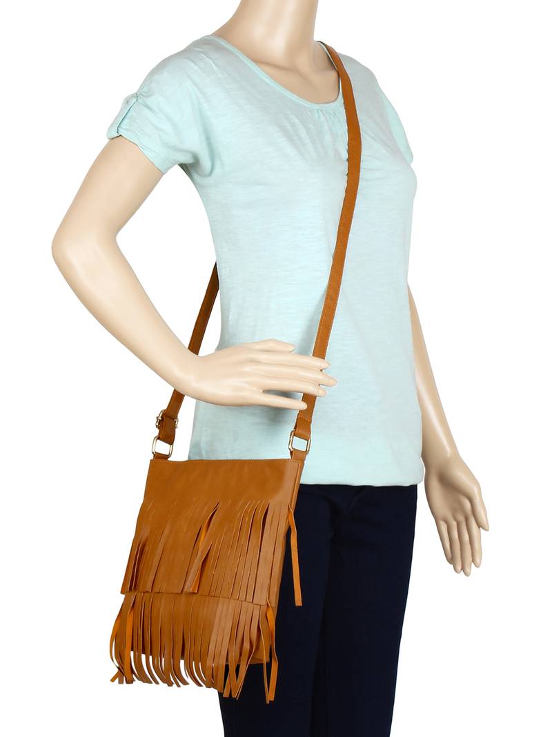Lychee Bags Girl's PU Pam Fringes Sling Bag