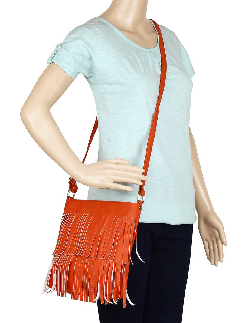 Lychee Bags Girl's PU Pam Fringes Sling Bag