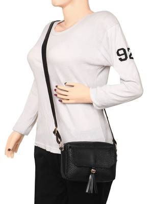 Lychee Bags Girls Black PU Flora Sling 5