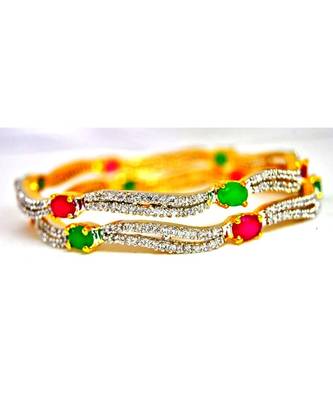 Ruby Emerald American Diamond Bangles 1