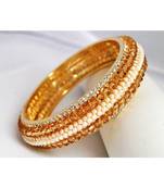Gold Crystal Bangle with Pearls