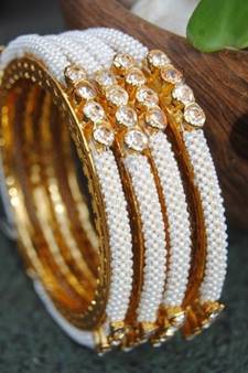 American Diamond Studded Chid Pearl Bangles