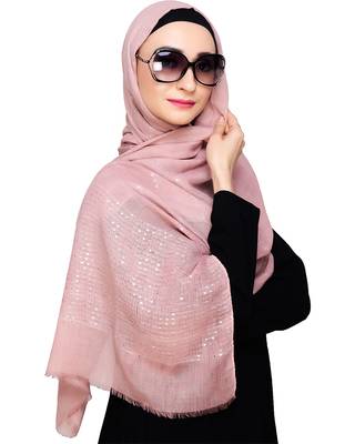 Pink plain cotton hijab 1
