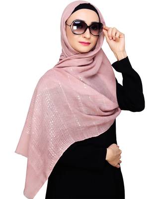 Pink plain cotton hijab 2