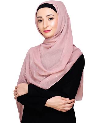 Pink plain cotton hijab 3