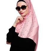Peach plain jersey hijab