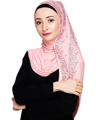 Peach plain jersey hijab 4
