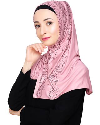 Pink plain jersey hijab 1