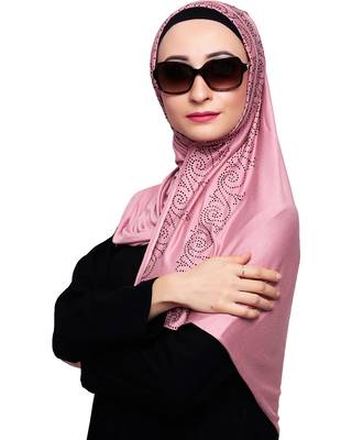Pink plain jersey hijab 2