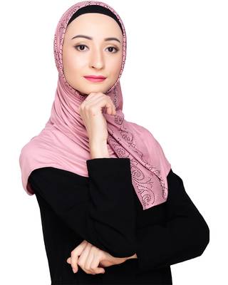 Pink plain jersey hijab 3