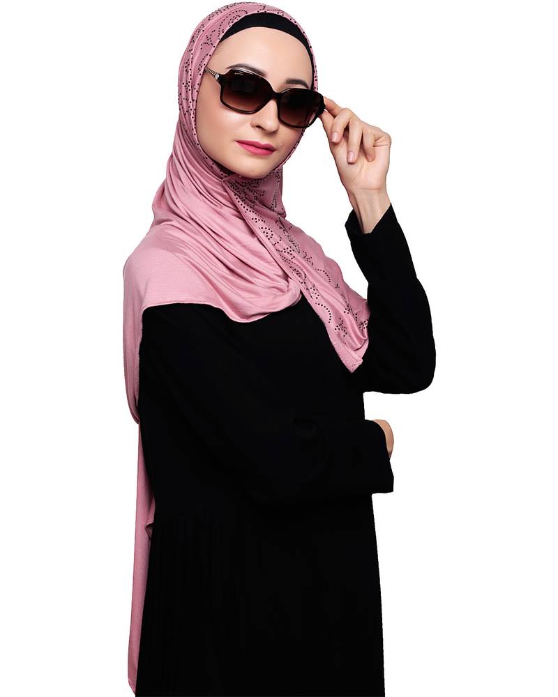 Pink plain jersey hijab