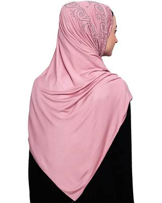 Pink plain jersey hijab 5