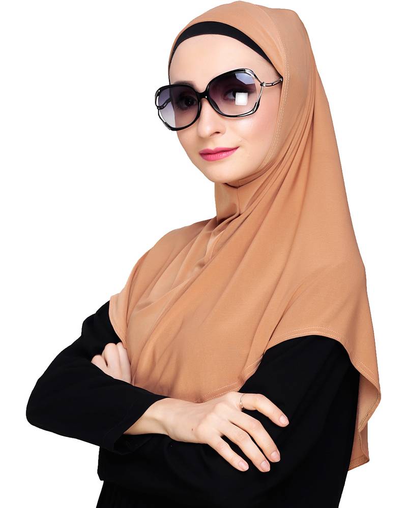 Fawn plain jersey hijab