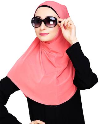 Peach plain jersey hijab 1