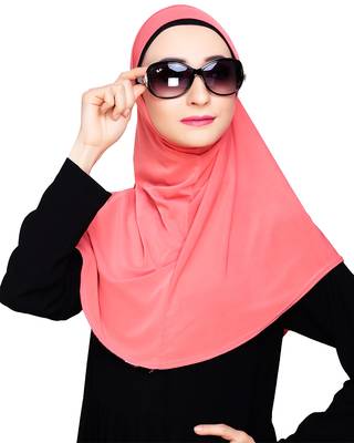 Peach plain jersey hijab 2