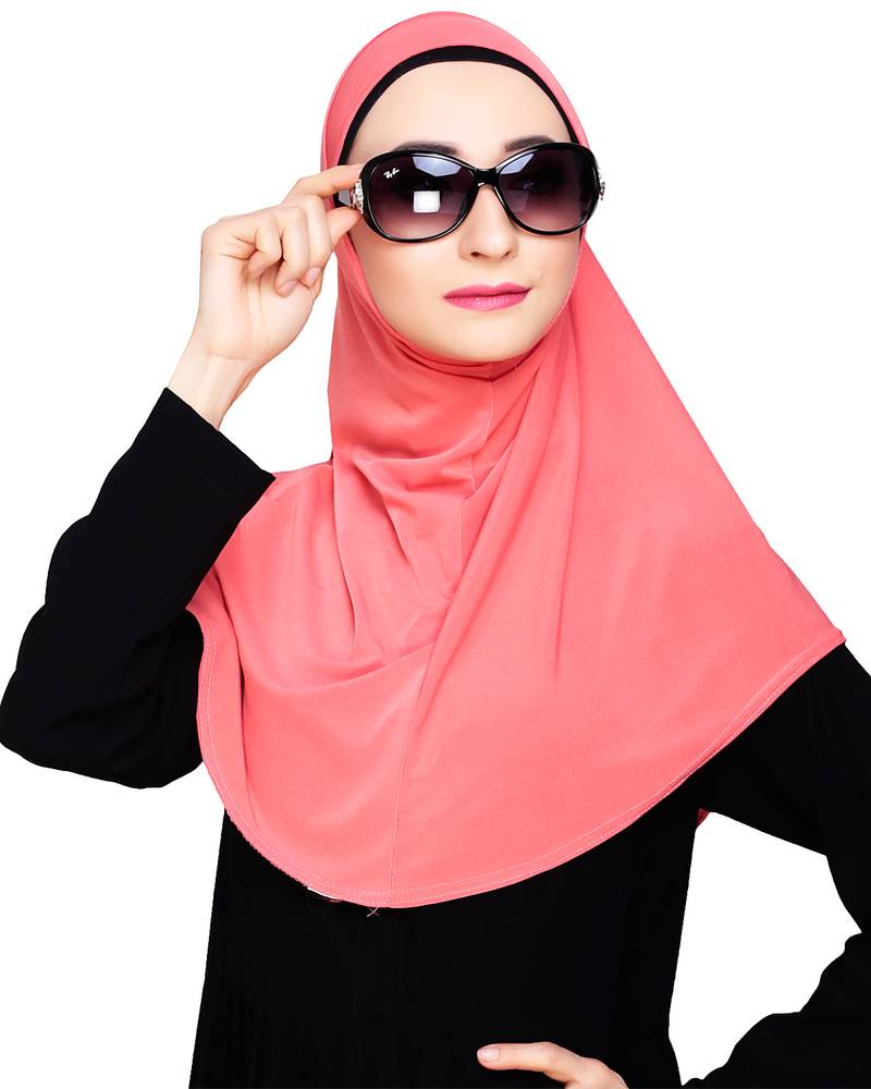Peach plain jersey hijab