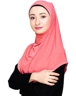 Peach plain jersey hijab 3