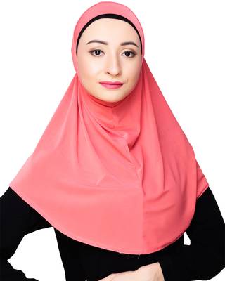 Peach plain jersey hijab 4