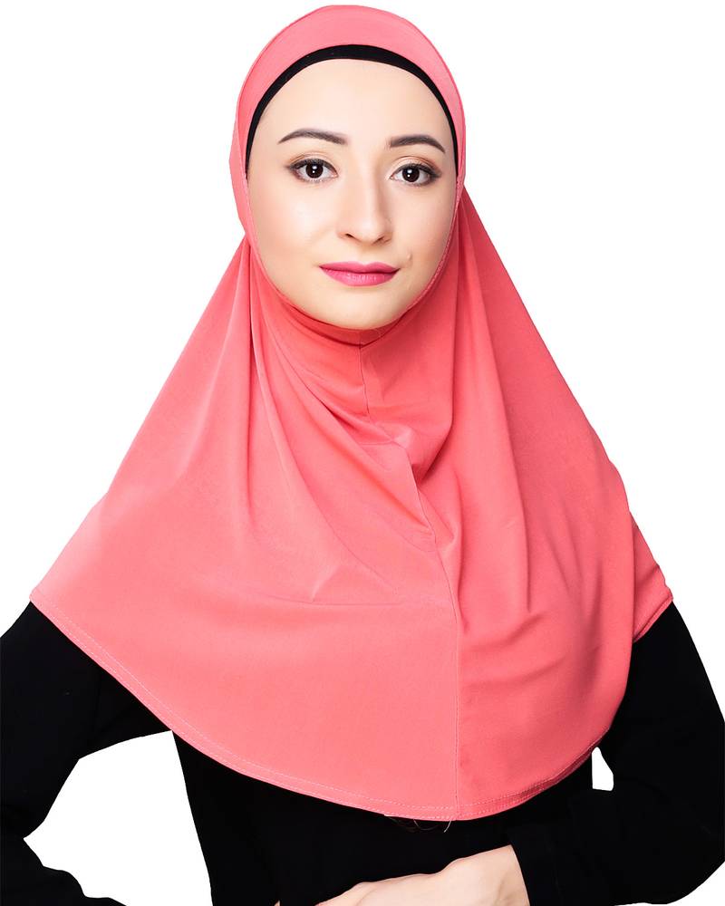 Peach plain jersey hijab