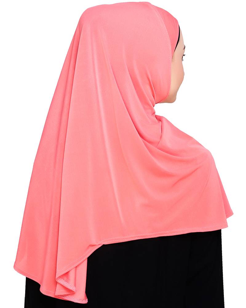 Peach plain jersey hijab