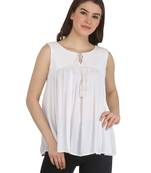 White printed rayon party-tops