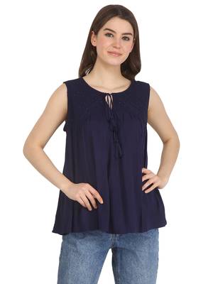 Blue printed rayon party-tops 1