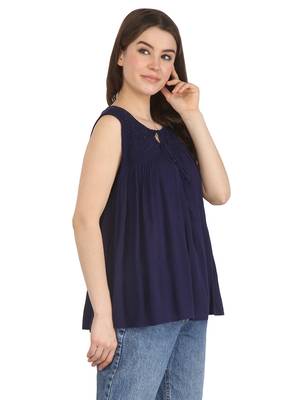 Blue printed rayon party-tops 2