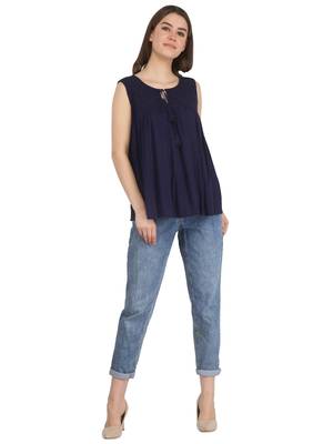 Blue printed rayon party-tops 3