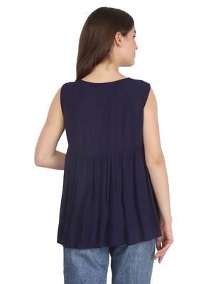 Blue printed rayon party-tops 4