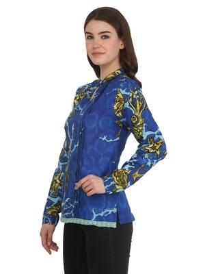 Blue printed cotton party-tops 2