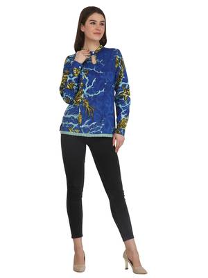 Blue printed cotton party-tops 3