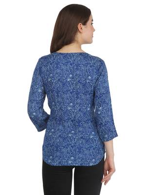 Blue printed rayon party-tops 4