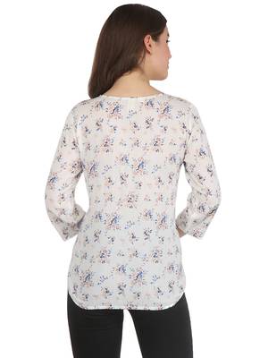 White printed rayon party tops 5