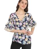 Multicolor printed rayon party tops